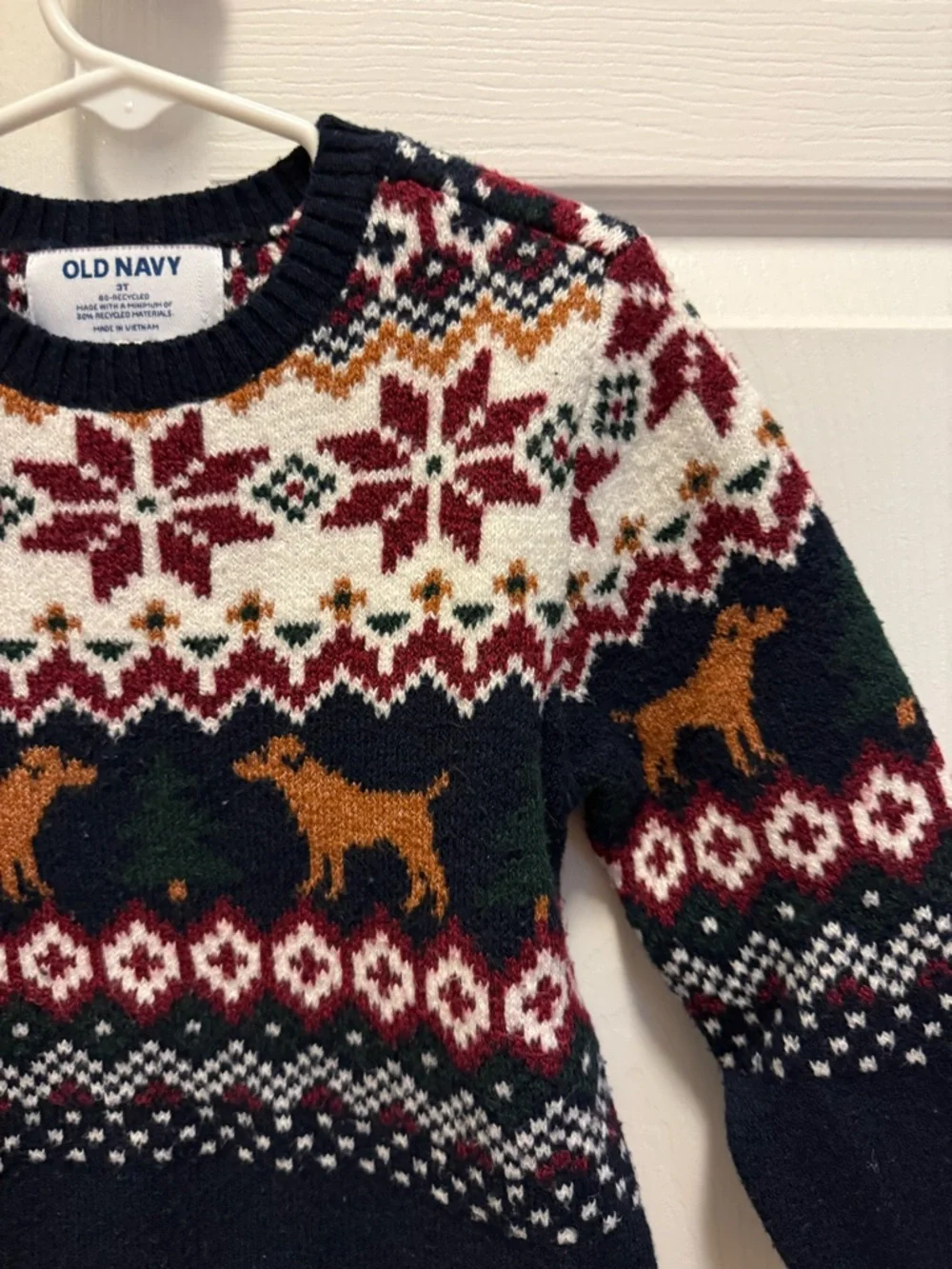 Old Navy Navy Fair Isle Dog Crewneck Sweater size 3T